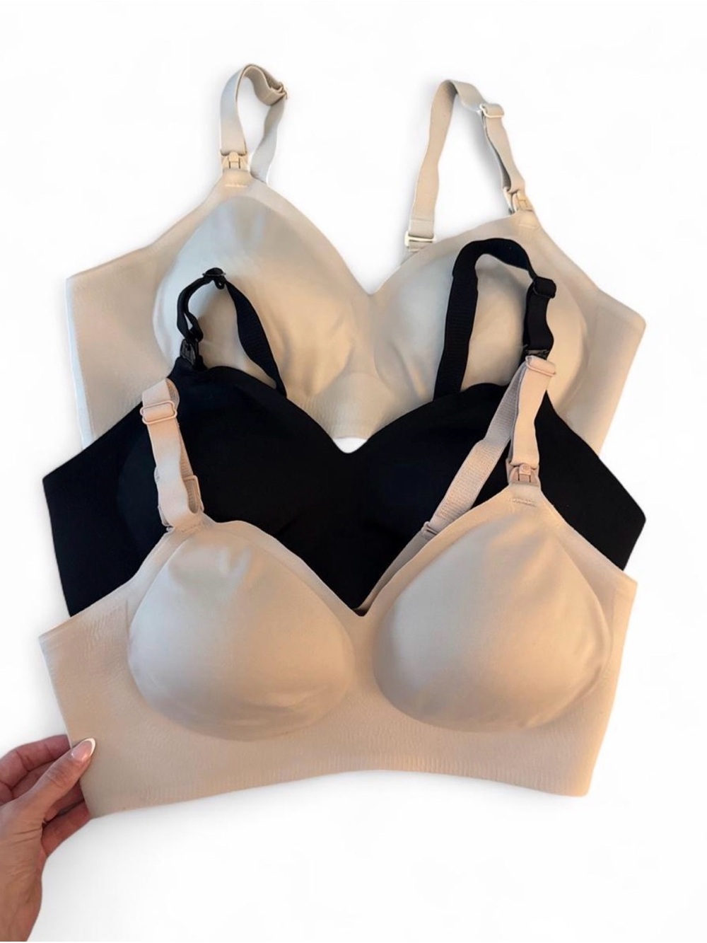 MOMCOZY NURSING BRAS - Nude, tan & Black 3 Pack